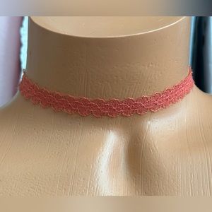 5 for $15! Coral Lace Choker Necklace